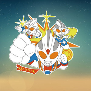 卡通三奥特曼飞行出击图案印花个性diy衣服辅料柯式热转印烫画贴