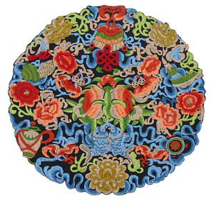 民族风刺绣布贴大号补丁贴衣服装饰贴花唐装贴布绣花片中国风圆形