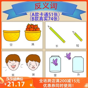 反义词相对词语言发育迟缓自闭症孤独症康复训练卡片早教配对教具