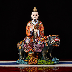 太乙救苦天尊 太乙真人 德化陶瓷白瓷  极彩敦煌彩 坐骑神像