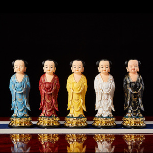 五方童子 佛家五天尊 善财童子道教 五灵童子 神像佛像 供奉摆件