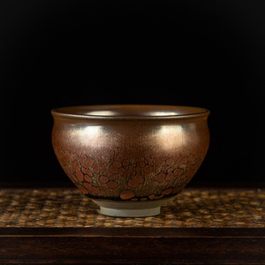 茶文化收藏品游吾雄大师手工幻彩虹曜油滴将军建盏精美瓷器主人杯