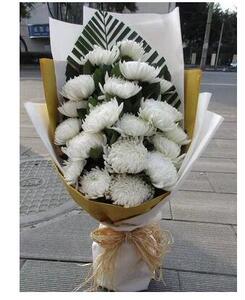祭扫悼念 上坟鲜花 19朵白菊花束 如图包装 清明冬至祭奠亲人鲜花
