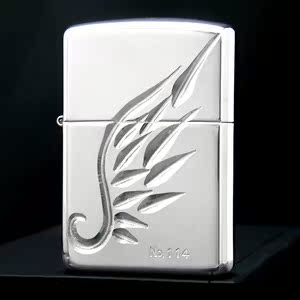 包邮！日本代购正品 zippo打火机 纯银雕刻 V−WING 天使之翼