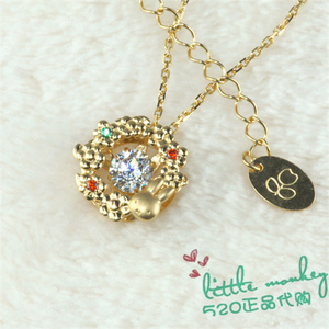 日本代购 miffy米菲兔 精致可爱金色 银项链 吊坠