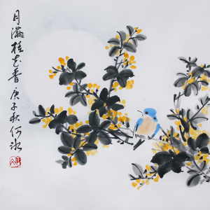 原创国画小品手绘桂花鸟画原稿真迹水墨装饰画礼品挂画无框宣纸画