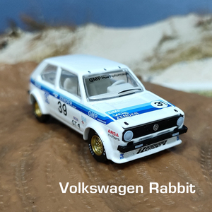 大众高尔夫兔子1/64 1975 volkswagen rabbit 拉力赛车模型绿光