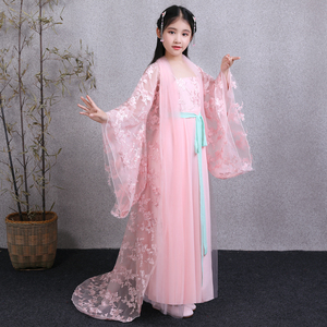 儿童古装汉服唐朝拖尾超仙贵妃春公主仙女裙古风小女孩女童中国风