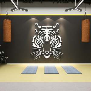 老虎贴纸网红健身房墙面装饰画室励志标语创意跆拳道武馆海报背景