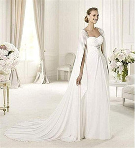 2023白色女士新娘婚礼披风雪纺披肩飘逸薄唯美款外套婚纱披肩