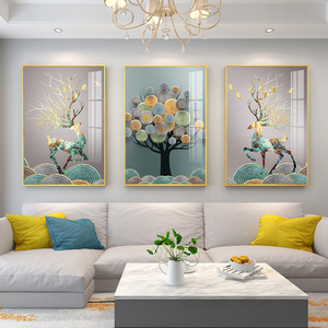 北欧风格客厅装饰画轻奢沙发背景墙三联挂画现代简约卧室组合风景