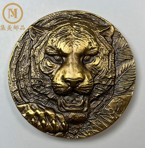 【虎头铜章】上币 生肖兽首之虎年小铜章 罗永辉高浮雕虎首铜章