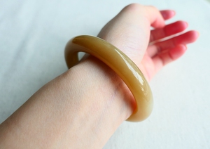 【木古口十】天然 俄罗斯和田玉糖白玉手镯全糖新疆俄料 55-61mm