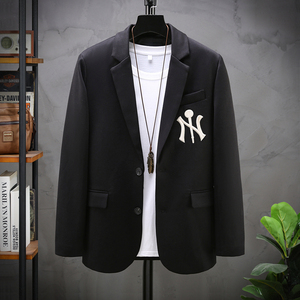 正品mlbny棒球服西装韩国潮牌男女情侣款外套秋纯色休闲百搭西服