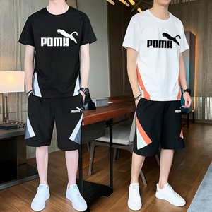 经典彪马套装男夏季男士t恤短袖搭配一套帅气薄款纯棉休闲运动服