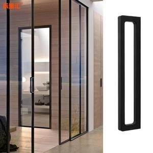 现代简约黑色窄宽玻璃推拉门回形拉手极窄移门厨房阳台氧化拉手