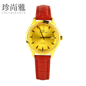 golden code/古昆金表足金999纯金表进口石英机芯24k黄金手表腕表