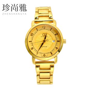 golden code/古昆金表女足金999纯金表带腕表进口机芯24k黄金手表