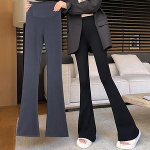 黑色马蹄裤女夏季2024新款休闲高腰显瘦垂坠感弹力健身微喇叭裤子