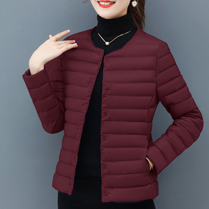 白鸭绒轻薄内胆打底羽绒服女2023年新款冬季妈妈女士无领棉袄外套