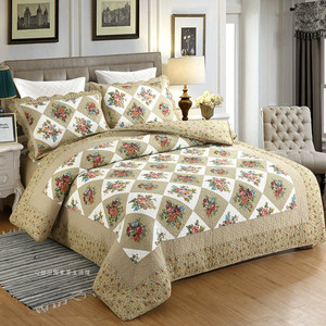 外贸出口纯棉美式绗缝被四件套韩国床盖欧式夹棉被套床单床罩枕套