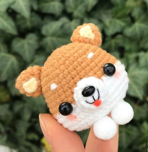 手工diy钩针毛线编织二哈柴犬钥匙扣挂件车挂件成品材料包图解