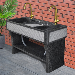 大理石双盆洗衣池室外户外石材庭院石头洗衣池阳台家用水池洗手盆