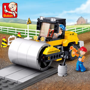 新款小鲁班新工程系列0539单钢轮压路车模型儿童拼装积木玩具礼品