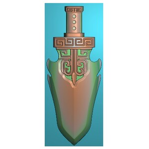 镂空仿古宝剑小挂件精雕图浮雕玉雕jdp电脑雕刻图