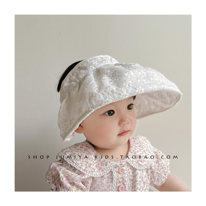 婴儿遮阳帽韩版空顶帽宝宝帽子6-12个月女宝宝可调节儿童防晒帽夏
