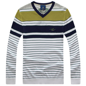 gold shark/金鲨atx11501 纯棉v领长袖t恤2021秋季男装上衣