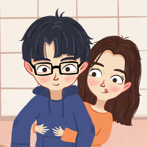 真人画q版情侣结婚卡通照片转手绘漫画头像转q版设计店铺logo定制