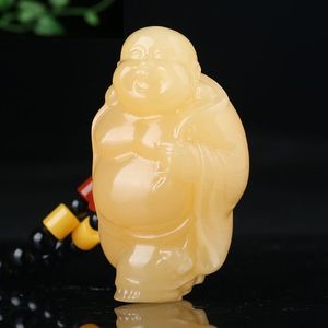 一元拍卖即将结束 老黄玉弥勒笑佛手把件黄金玉大肚佛把玩件摆挂