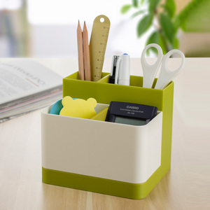 简约方形文具收纳盒创意学生笔筒笔座塑料韩国办公桌面文具整理盒