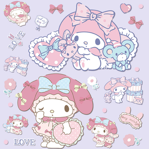 卡通可爱美乐蒂贴纸行李箱旅行箱笔记本电脑手机壳ipad贴画防水