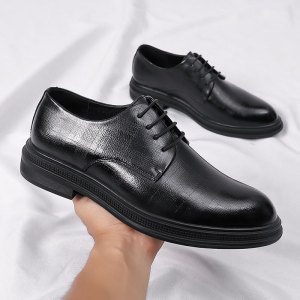 秋季有带鞋带婚用男鞋秋天伴郎新郎穿的绑带皮鞋时尚正装内增高鞋