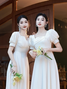 香槟色伴娘服长款2024新款结婚平时可穿高级感显瘦姐妹团晚礼服裙