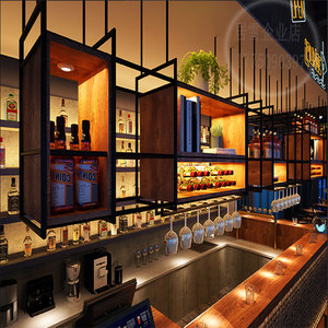 吧台铁艺倒挂酒柜创意悬挂吊柜红酒柜装饰酒吧餐厅置物架红酒杯架