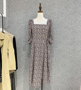 ferglisa菲格f13l335 2021新款时尚碎花气质连衣裙秋款女装 459