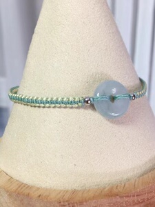 翡翠飘花平安扣手绳玉怀古吊坠面包扣包挂坠珠宝手链原创手工编绳