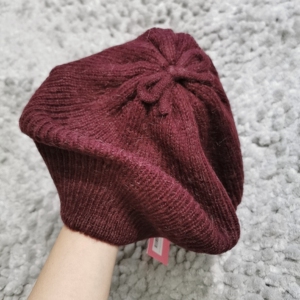 美国直邮代购 kate spade 酒红色贝雷帽 毛线帽