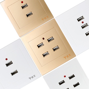 暗装四位4孔usb插座面板220v伏转5v金色四口低压36v宿舍工地充电