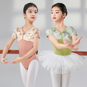 舞蹈服儿童女练功服秋冬季芭蕾舞练功服新款丝绒长袖中国舞跳舞裙