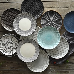 艺家盘子陶瓷菜盘创意家用餐具简约面碗日式菜碟圆形碟子早餐盘子