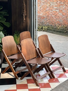 复古实木折叠椅户外民宿折叠椅风琴椅便携式露营折叠椅咖啡店餐椅