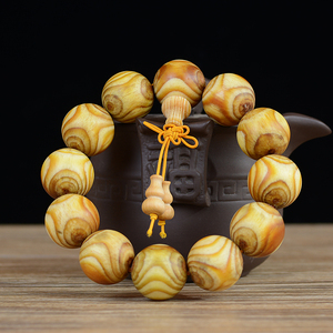 对眼鬼脸琥珀木手串男20满油全透东北沉香明子佛珠手串血龙木瘤疤