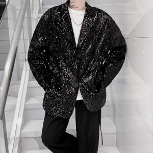 韩版时尚炸街洋气亮片闪西装外套男西服上衣ins网红酒吧蹦迪夜店