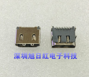 HDMI插座 HDMI母座 19P二排插针 90度弯插焊板 高清电视插座接口
