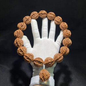 门头沟野生秋子文玩核桃手串麒麟纹龙脊手持18颗籽老树粗筋把玩