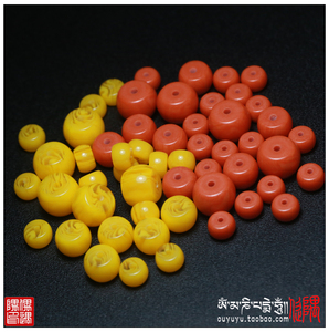 【料器隔珠】树脂赛璐璐高仿蜜蜡山呼桶珠鼓珠藏式108佛珠手串